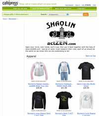 actZEN webpage at CafePress.com